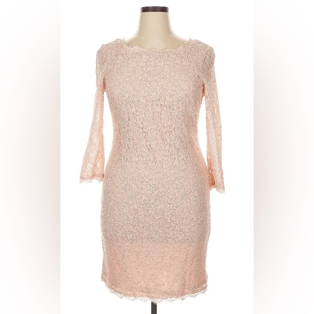 Adrianna Papell Blush Pink Lace Sheath Dress